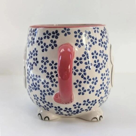 🐘 Yokohama Studio Japan Ceramic & Enamel Blue Floral Elephant Mug (4 Available) - Picture 9 of 11